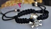 Pulseira shambala Caveira preta/prata